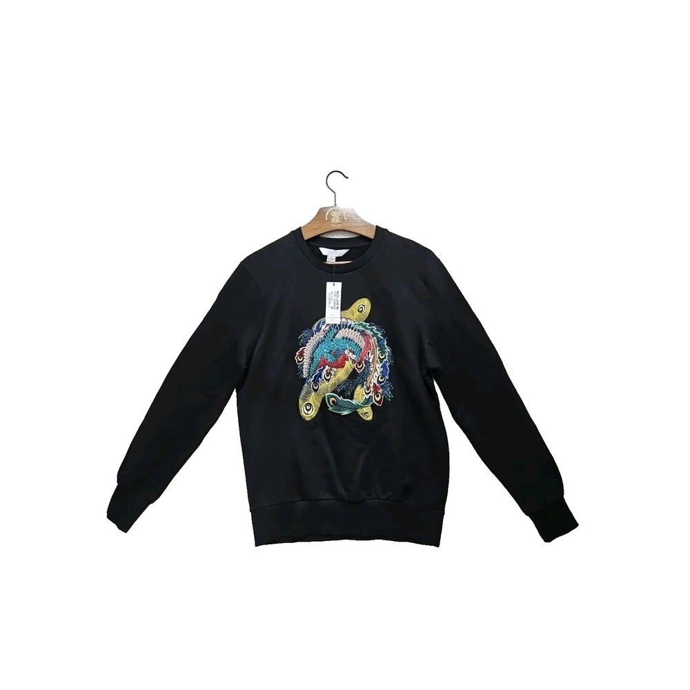 Eleven Paris Sweater Mens Medium Black 100% Cotton Sweatshirt Peacock Nolan